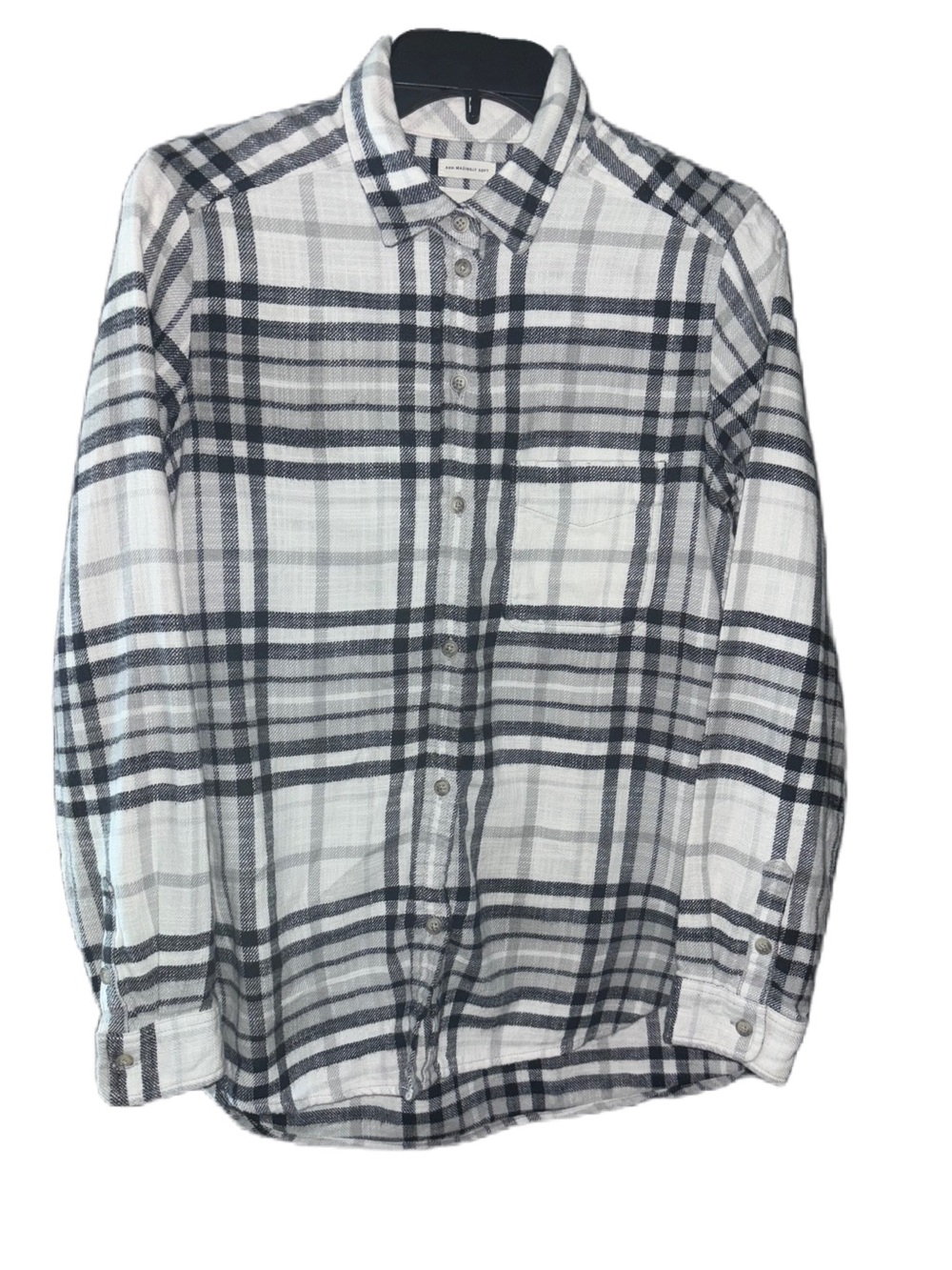 American Eagle Outfitters Black & White Plaid Boyfriend Flannel Shirt Women’s S